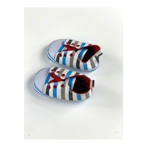 Quicksilver Infant Soft Sole Sneakers Shoes Sz 6-12M Stripes Blue White Grey